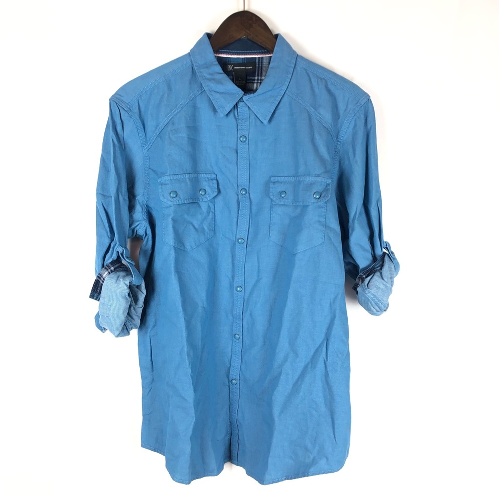 Men’s New Button Up INC Large Blue